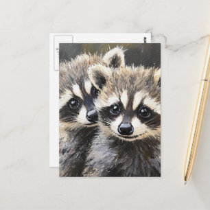Carte Postale Deux bébés ratons laveurs adorables