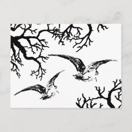 Carte Postale Deux bécasses en vol parmi les branches