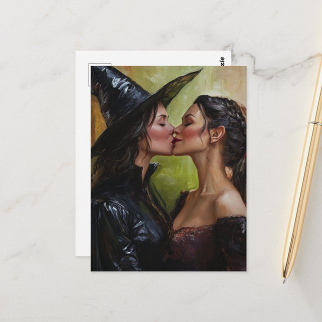 Carte Postale Deux belles sorcières Kiss Pride série (Devant/Arrière en situation)