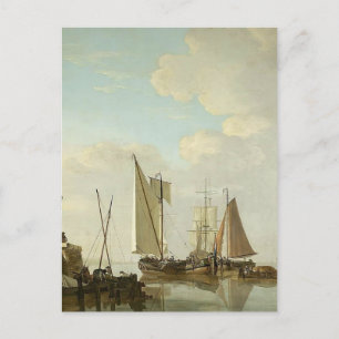 Carte Postale Deux Boeiers et Chat sous voile par Jacob van Stri