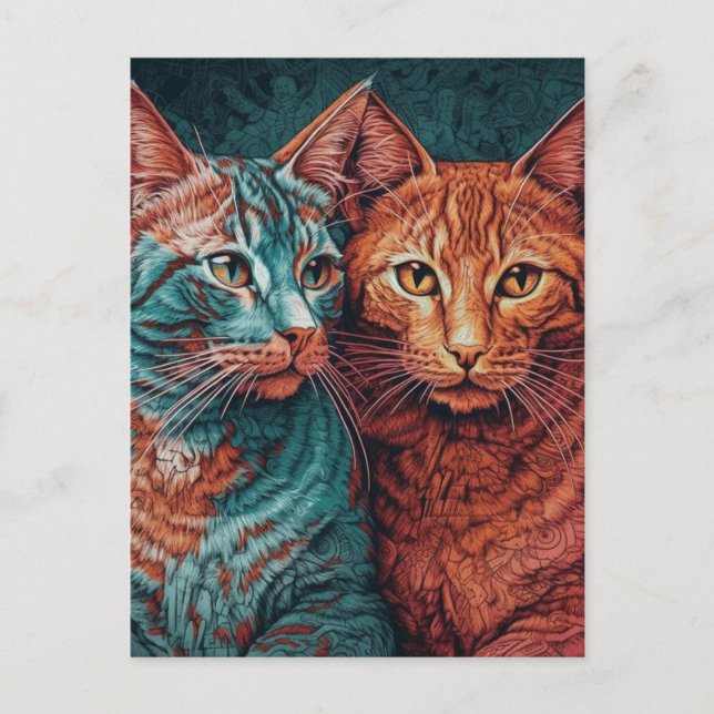 Carte Postale Deux chats (Devant)