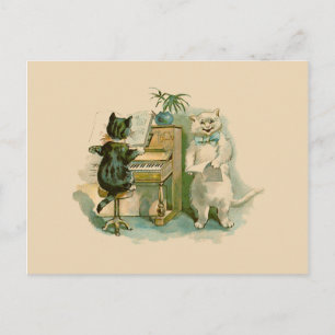 Carte Postale Deux chats au piano