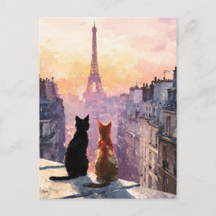 Carte Postale Deux chats sur un toit de Paris