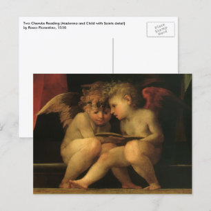 Carte Postale Deux Cherubs Lecture par Rosso Fiorentino, Angels