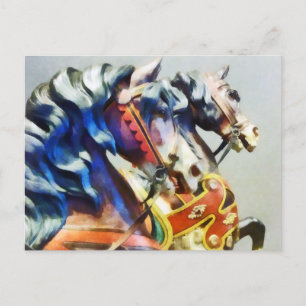 Carte Postale Deux chevaux de carrousel en gros plan