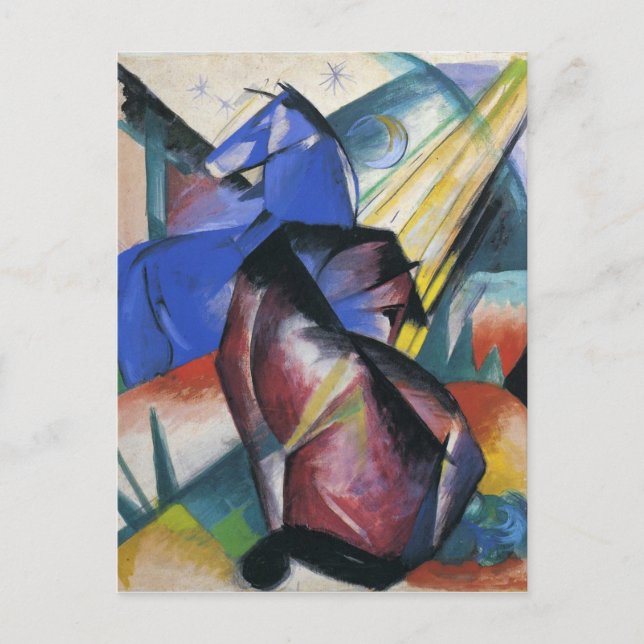 Carte Postale Deux chevaux, rouge et bleu par Franz Marc (Devant)