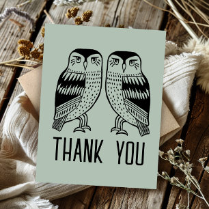 Carte Postale Deux Chouettes Cute Simple Chic Merci PERSONNALISÉ