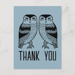 Carte Postale Deux Chouettes Cute Simple Chic Merci PERSONNALISÉ