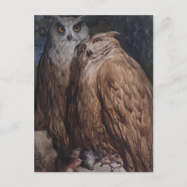 Carte Postale Deux Chouettes par Gustave Dore (Devant)