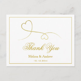 Carte Postale Deux Coeurs Or Élégants | MERCI MARIAGE