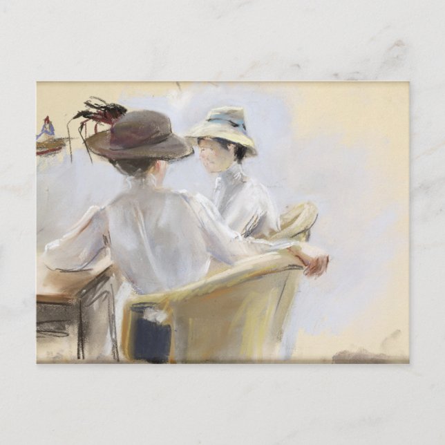 Carte Postale Deux dames au bord de l'eau (Devant)