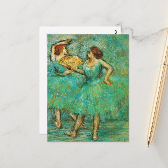 Carte Postale Deux Danseurs, Degas Art (Devant/Arrière en situation)