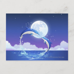 Carte Postale Deux dauphins au nez de bouteille sautant hors de 