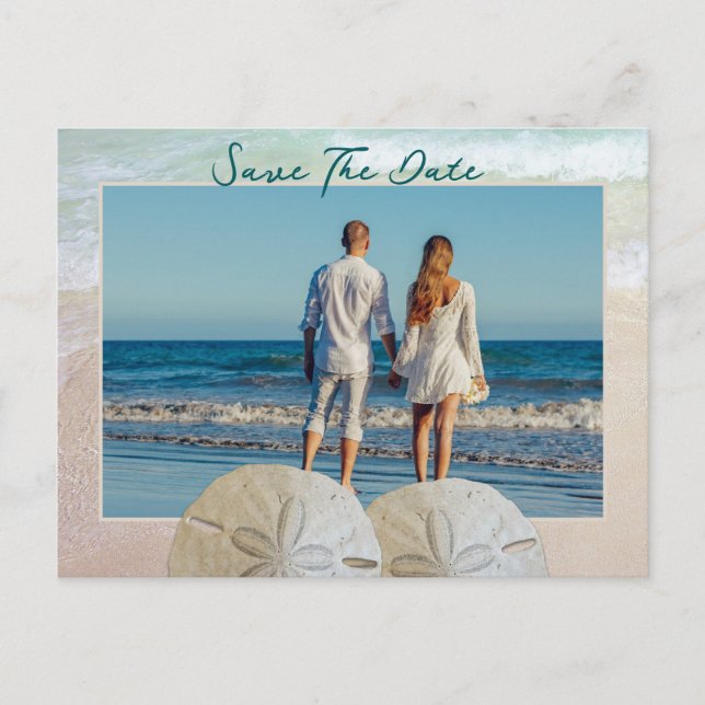 Carte Postale Deux dollars de sable Photo Enregistrer la date Ca (Devant)