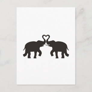 Carte Postale Deux éléphants aiment les silhouettes