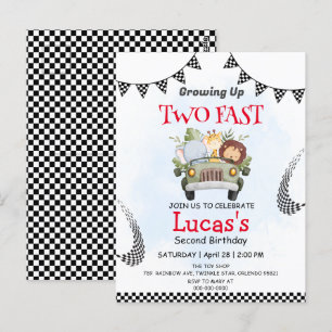 Carte Postale Deux Fast safari sauvage voiture de course 2e fête