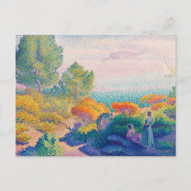 Carte Postale Deux femmes au bord de la mer, peinture célèbre, (Devant)