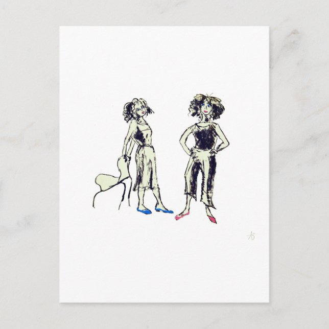 Carte Postale Deux femmes aux cheveux bouclés (Devant)