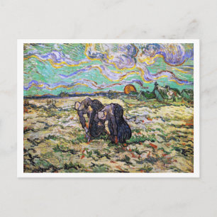 Carte Postale Deux femmes, Champ avec neige, Van Gogh Art