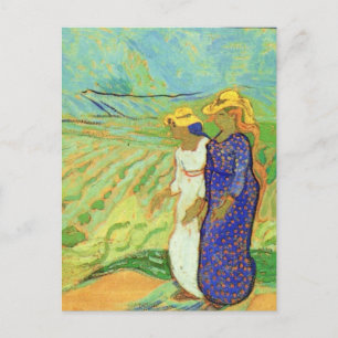 Carte Postale Deux femmes traversant les champs par Vincent van 