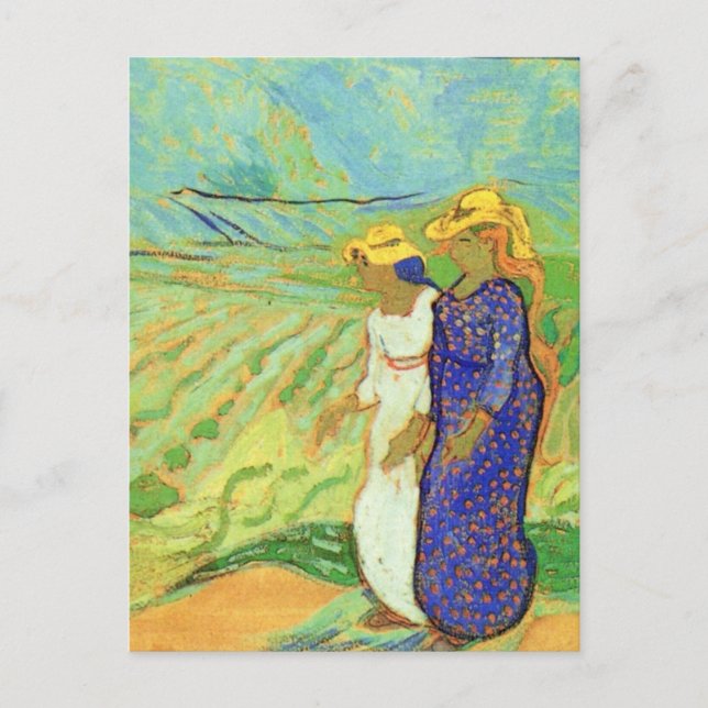 Carte Postale Deux femmes traversant les champs par Vincent van  (Devant)