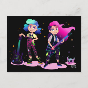 Carte Postale Deux filles jouent de la guitare