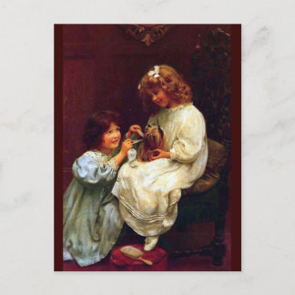 Carte Postale Deux Filles Soeurs Animaux de Compagnie Chien Anti