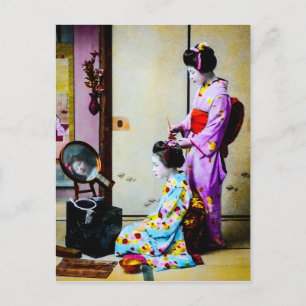Carte Postale Deux Geisha Doing Vintage Vieux Japonais