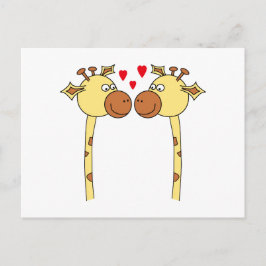 Carte Postale Deux Giraffes aux Coeurs d'Amour Rouge. Dessin