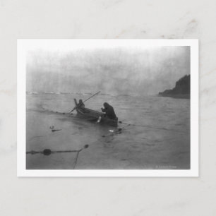 Carte Postale Deux Indiens pêchent sur le lac Quinault en canot