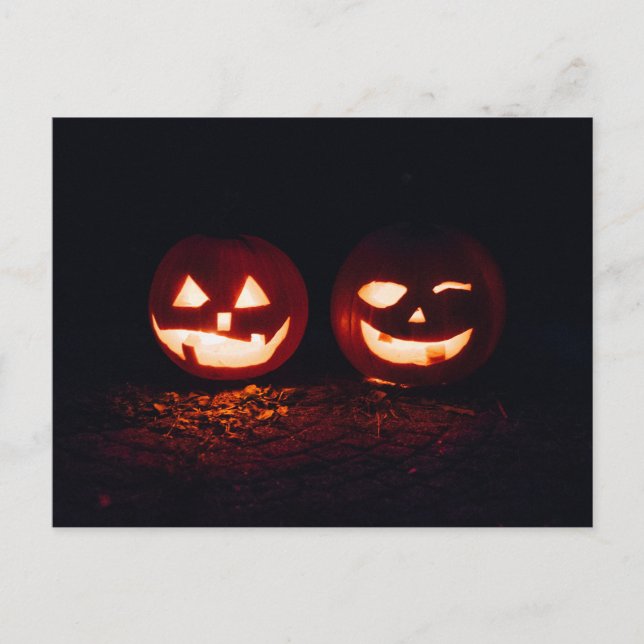 Carte Postale Deux Jack-o'-Lanterns à Halloween (Devant)