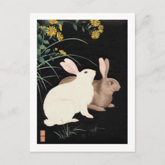 Carte Postale Deux lapins la nuit