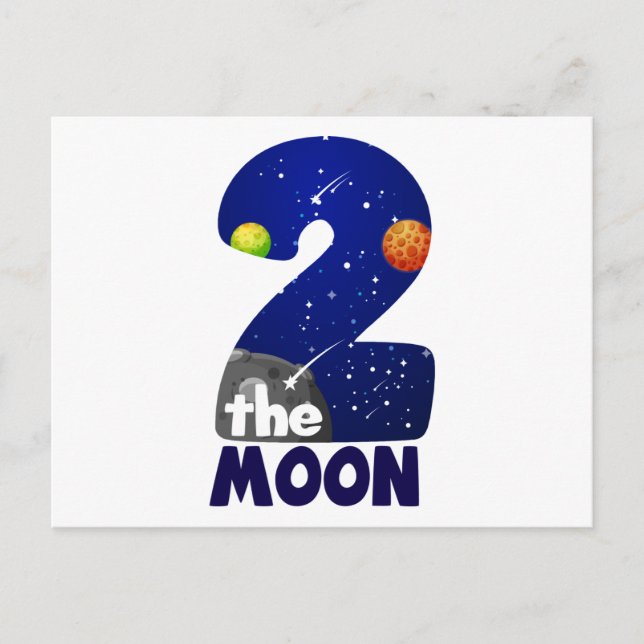 Carte Postale DEUX LUNE 2e anniversaire Toddler Space Anniversai (Devant)