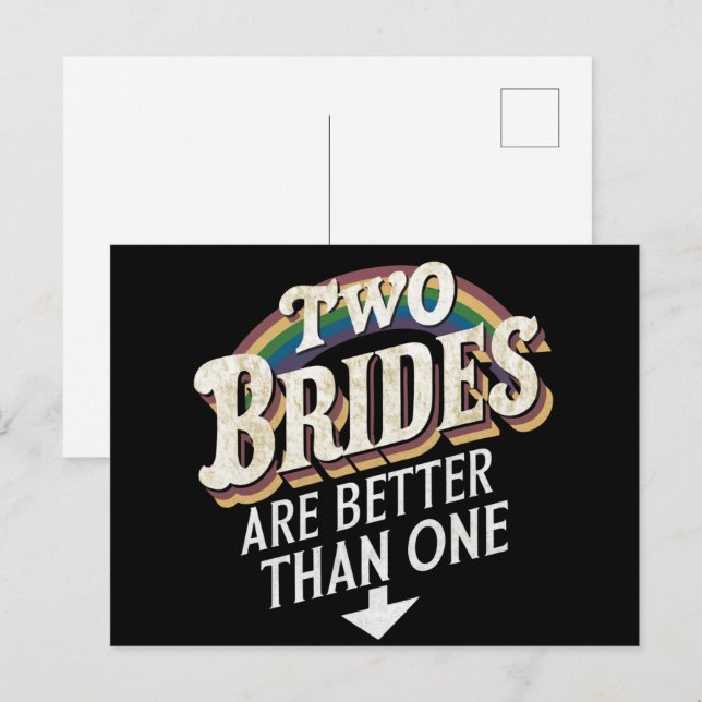 Carte Postale Deux Mariées valent mieux qu'un Mariage lesbien (Devant / Derrière)