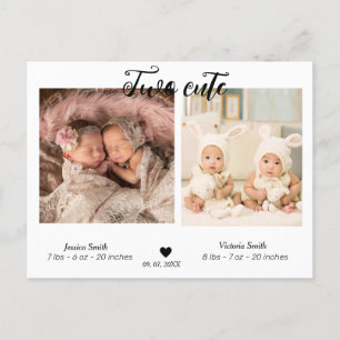 Carte Postale Deux mignons jumeaux photo Faire-part de naissance
