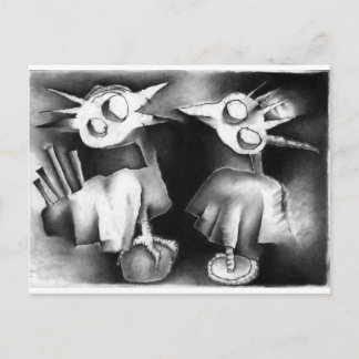 Carte Postale deux oiseaux en conversation.
