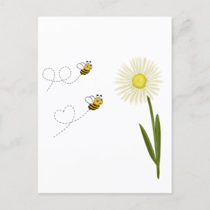 Carte Postale Deux petites abeilles mignonnes