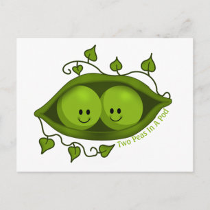 Carte Postale Deux petits pois dans une cosse