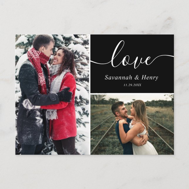 Carte Postale Deux photos de collage d'amour noir écriture (Devant)