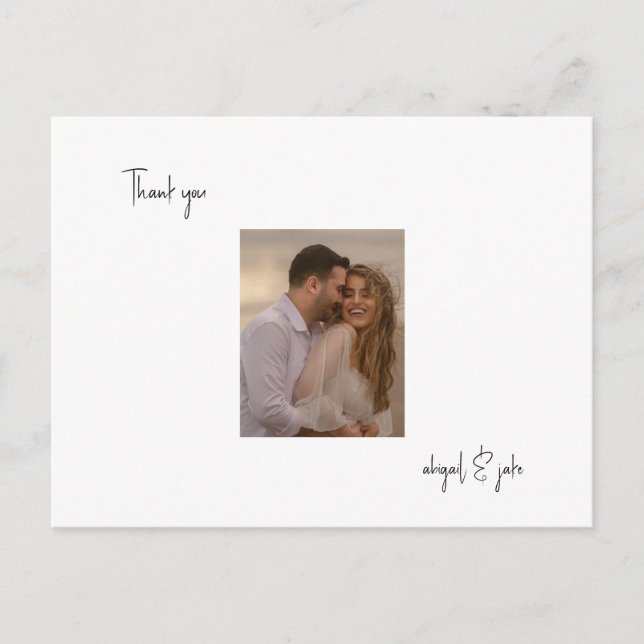 Carte Postale Deux photos Mariage Merci de message (Devant)