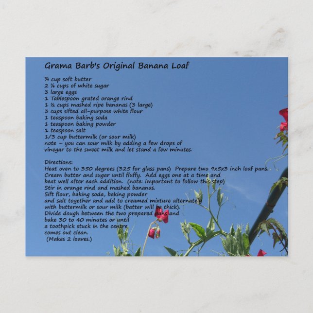 Carte Postale Deux recettes de dessert (Devant)