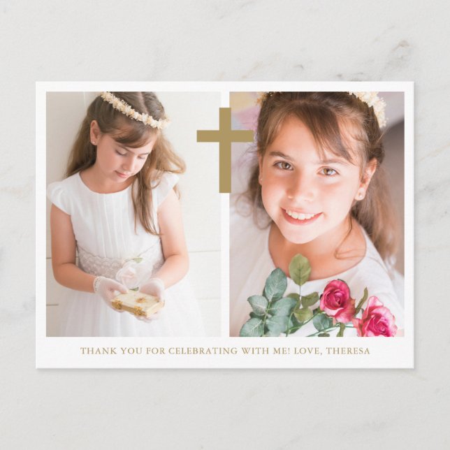Carte Postale Deux Remerciements de Première Communion Photo (Devant)