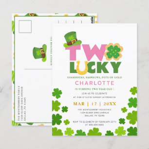 Carte Postale Deux Shamrocks Chanceux 2ème Anniversaire St. Patr