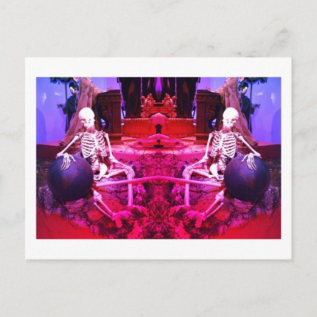 Carte Postale Deux squelettes effrayants éffrayants (Devant)