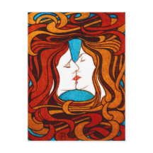 "Deux visages baisant avec les cheveux" vers 1898
