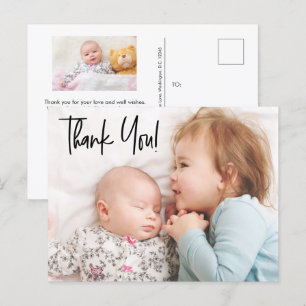 Carte Postale Deuxième bébé fille Baby shower photo Merci