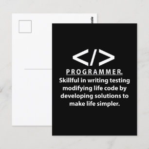 Carte Postale Développeur Codeur Programmeur Développeur