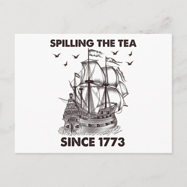 Carte Postale Déverser Le Thé Depuis 1773 4 juillet patriotique (Devant)