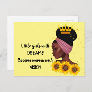 Carte Postale Devis d'autonomisation de la fille noire de rêve