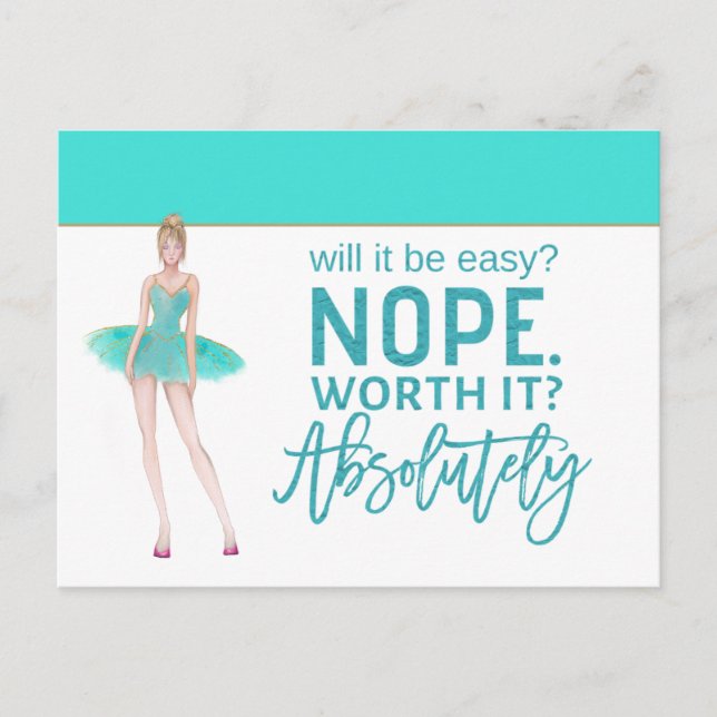 Carte Postale Devis motivationnel/Ballerina/turquoise (Devant)